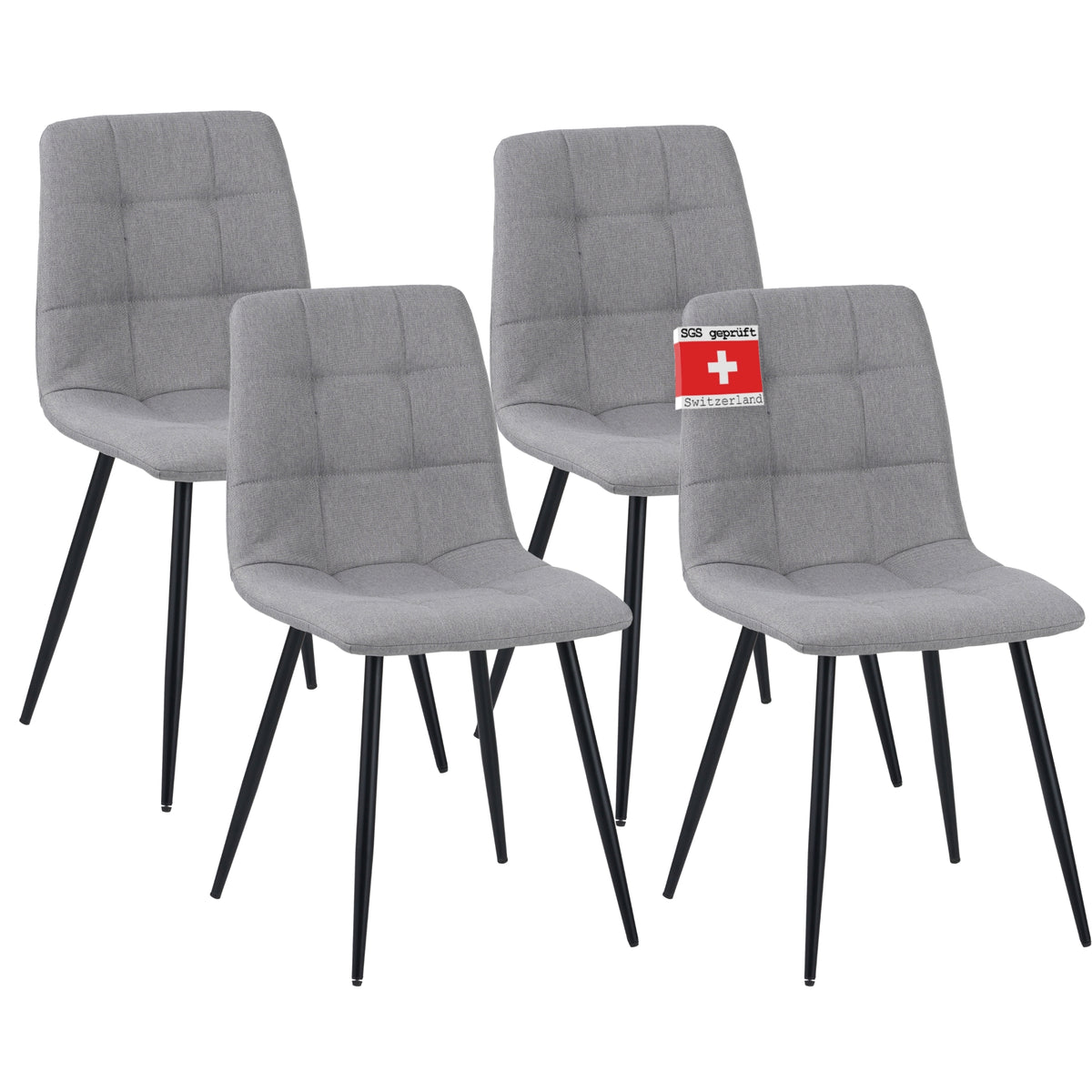 ALBATROS Designer Esszimmerstuhl BORA | 4er Set | Schwarz, Grau, Beige | Stoff Bezug