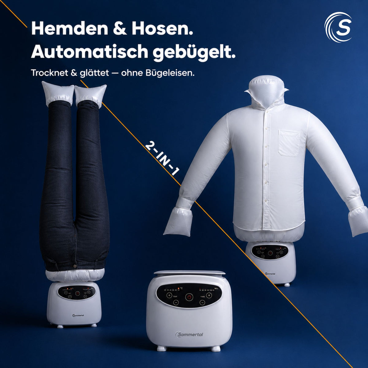 Bügelpuppe Gentleman Hemdenbügler & Bügelmaschine für Hemden, Blusen, T-Shirts, Hosen