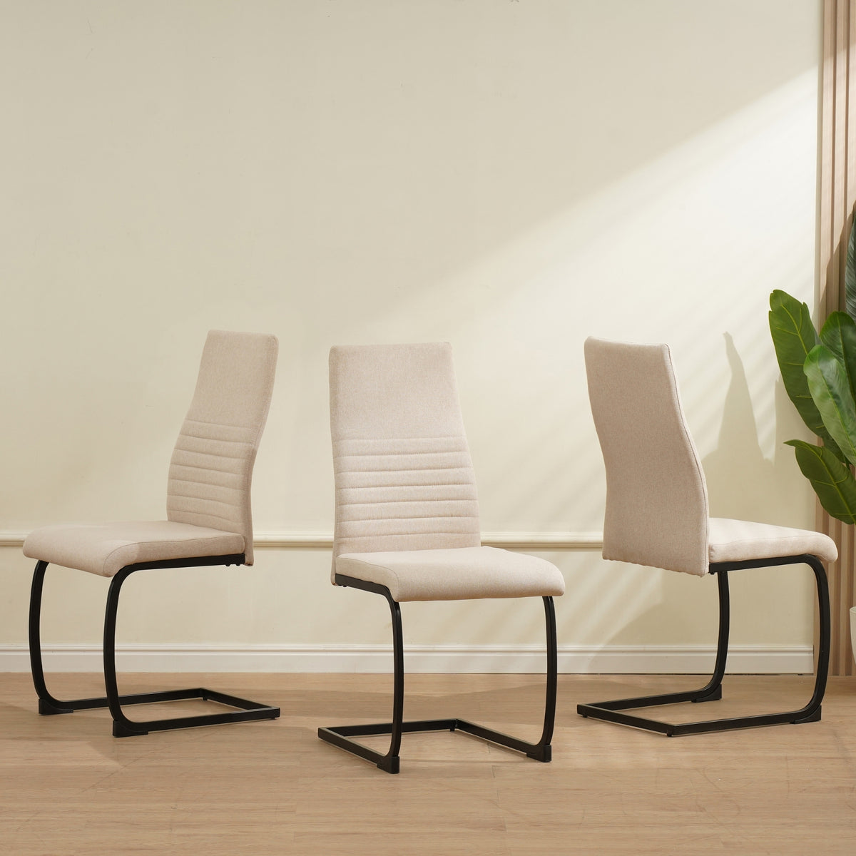 ALBATROS Freischwinger Designerstuhl TURANO | 4er Set | Schwarz, Grau, Beige | Stoff Bezug