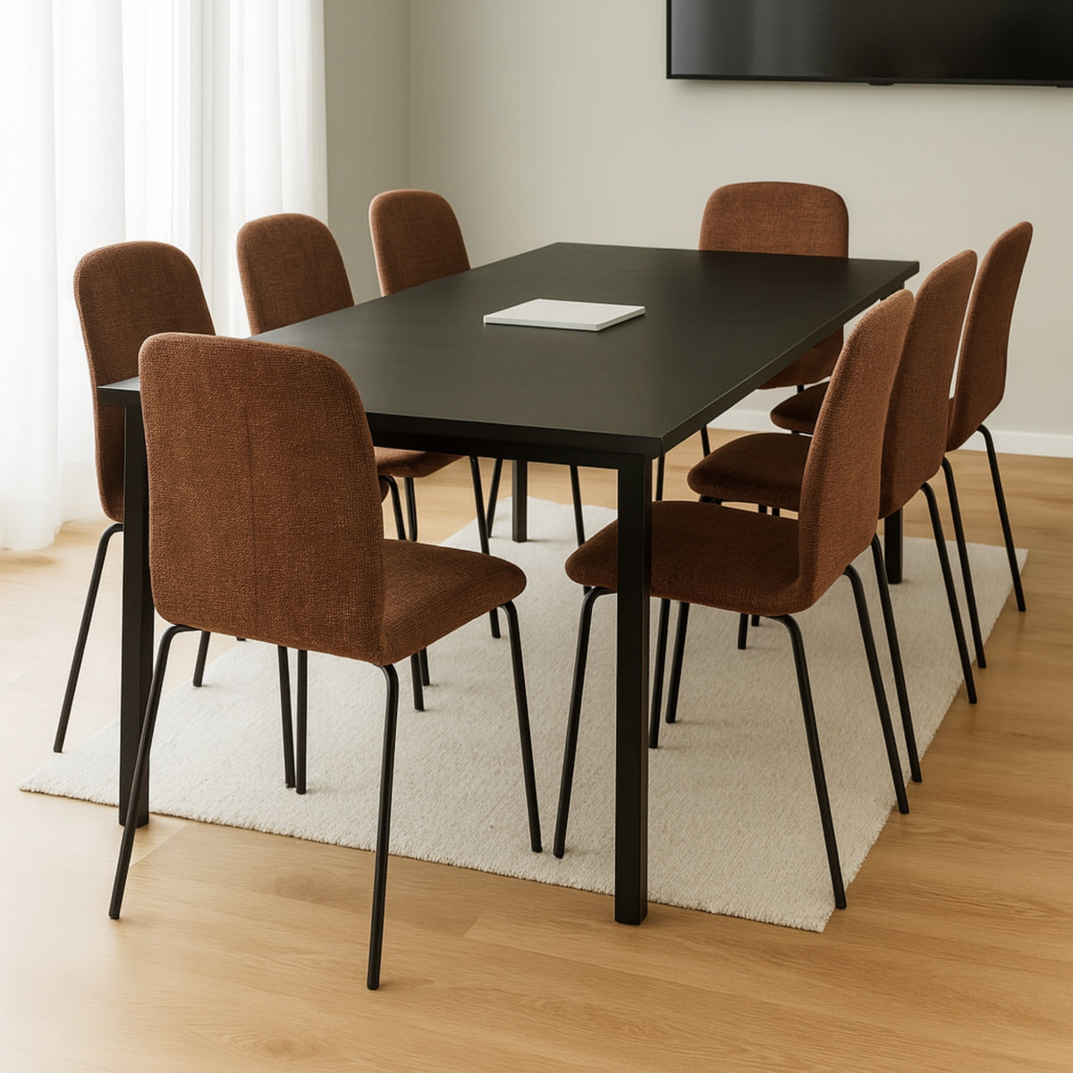 RAVINO Designer Stapelstühle 4er Set ENNA / S10 mit Stoffbezug, Konferenzstühle Besucherstühle