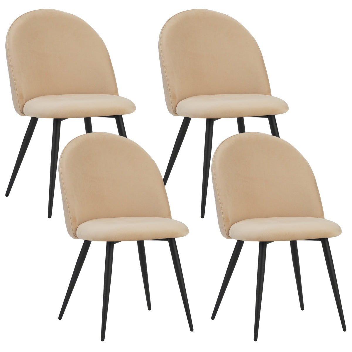 ALBATROS Designer Esszimmerstuhl CAPO | 4er Set | Schwarz, Braun, Grau, Beige, Türkis, Blau, Pink | Samt Bezug