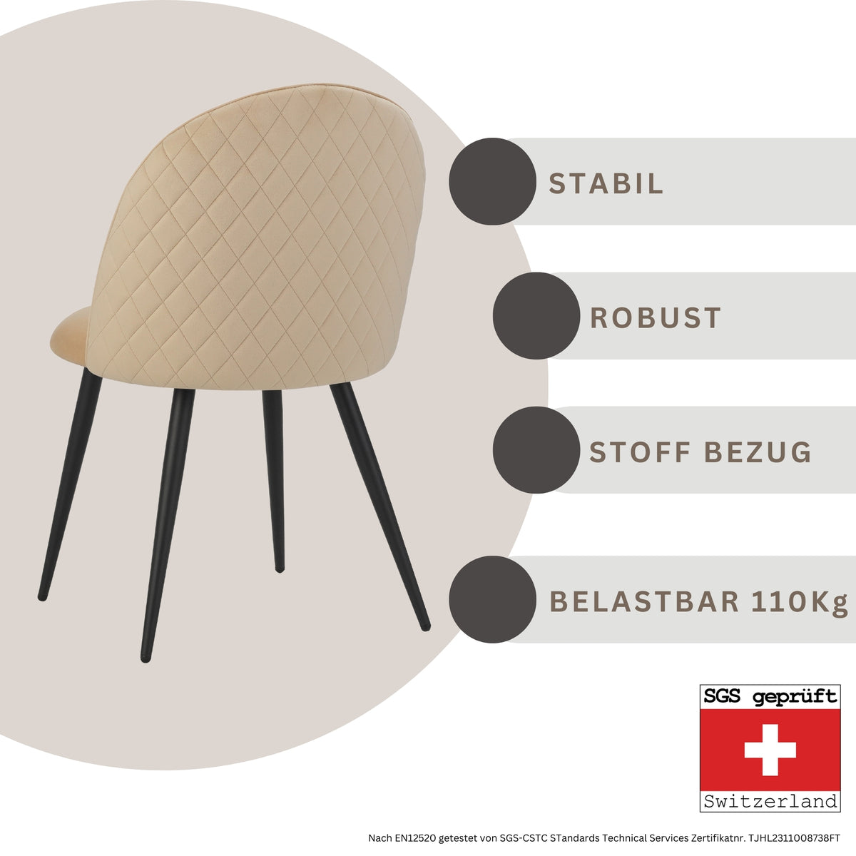 ALBATROS Designer Esszimmerstuhl CAPO | 4er Set | Schwarz, Braun, Grau, Beige, Türkis, Blau, Pink | Samt Bezug