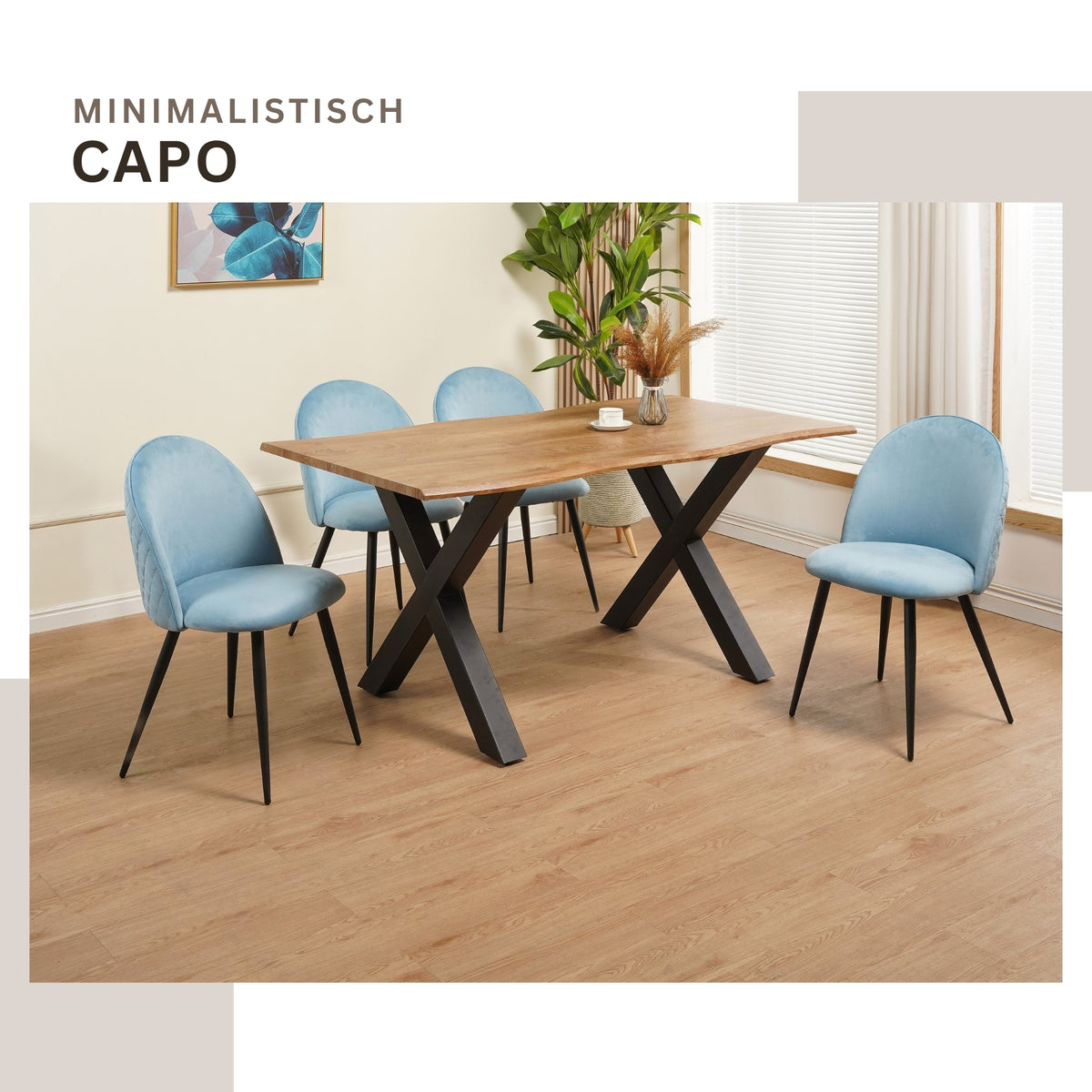ALBATROS Designer Esszimmerstuhl CAPO | 4er Set | Schwarz, Braun, Grau, Beige, Türkis, Blau, Pink | Samt Bezug