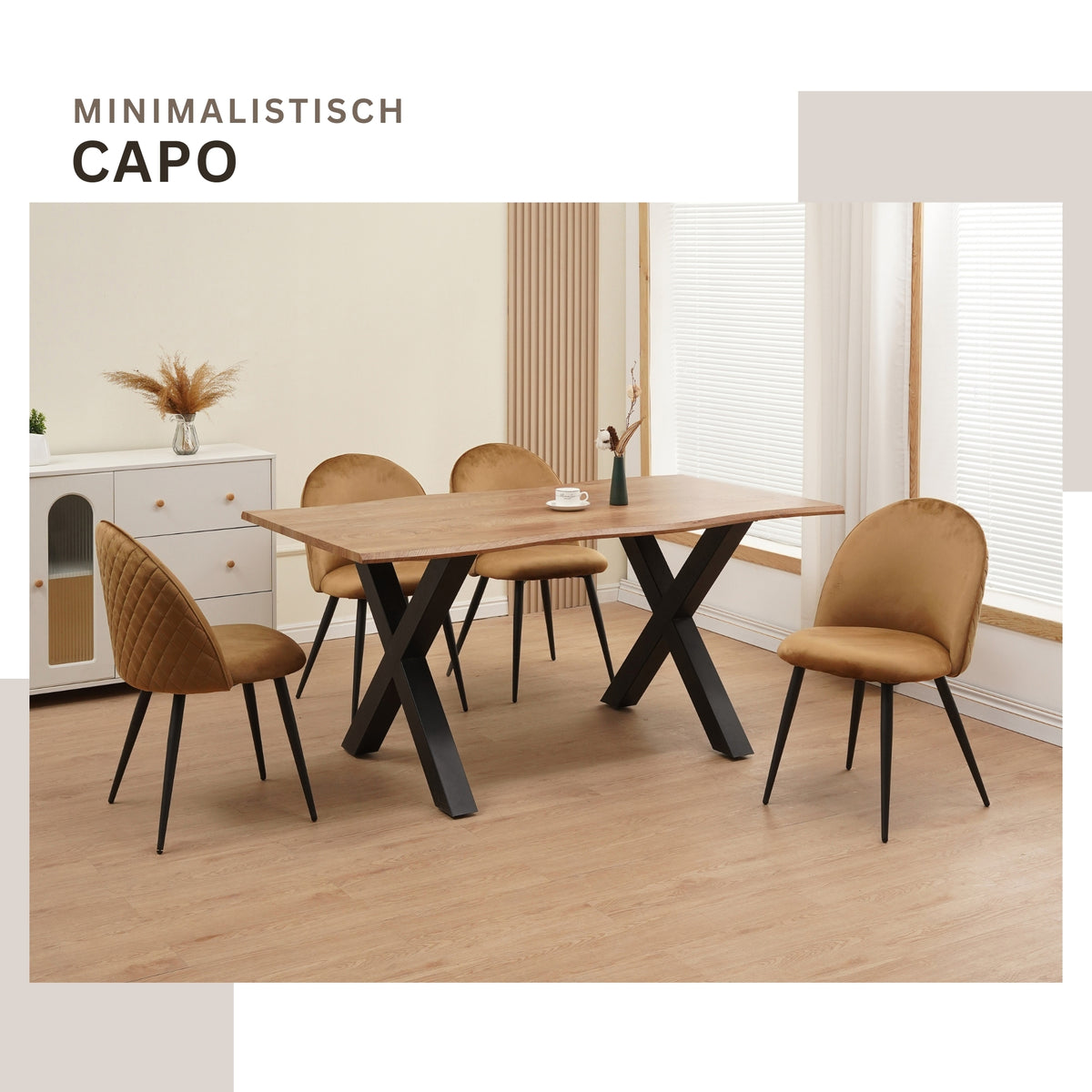 ALBATROS Designer Esszimmerstuhl CAPO | 4er Set | Schwarz, Braun, Grau, Beige, Türkis, Blau, Pink | Samt Bezug