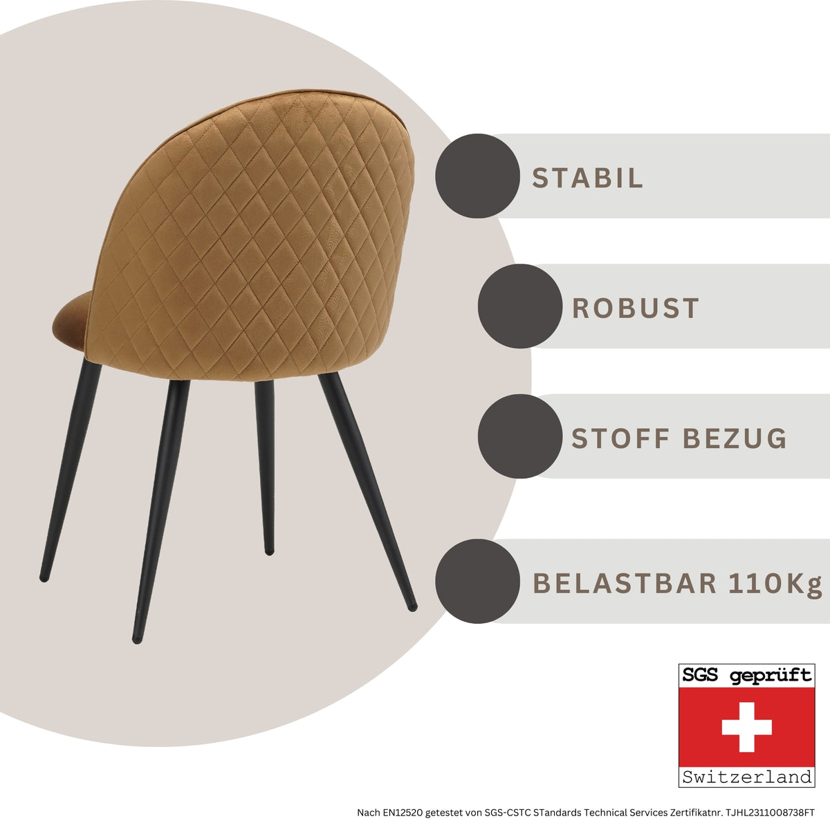ALBATROS Designer Esszimmerstuhl CAPO | 4er Set | Schwarz, Braun, Grau, Beige, Türkis, Blau, Pink | Samt Bezug