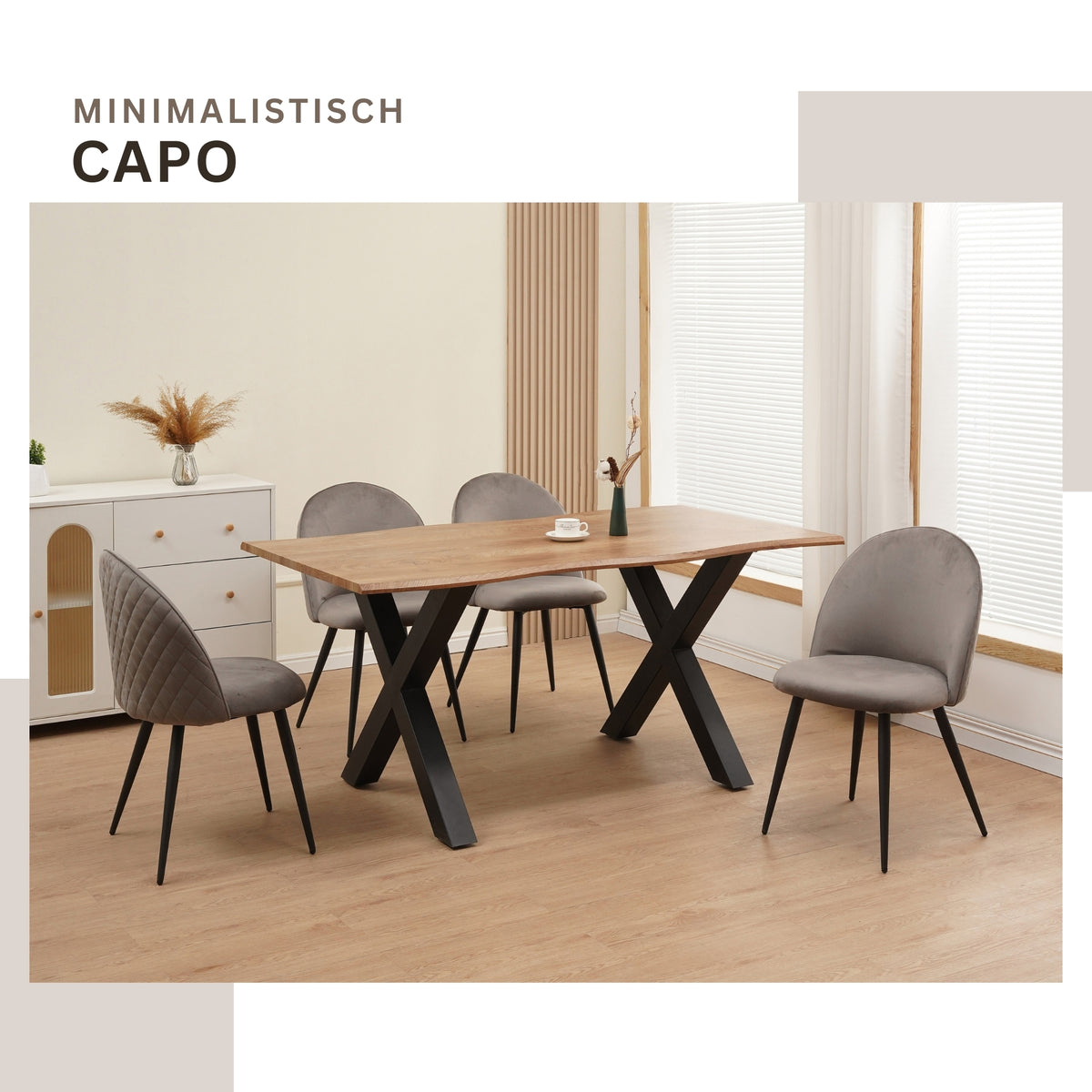 ALBATROS Designer Esszimmerstuhl CAPO | 4er Set | Schwarz, Braun, Grau, Beige, Türkis, Blau, Pink | Samt Bezug