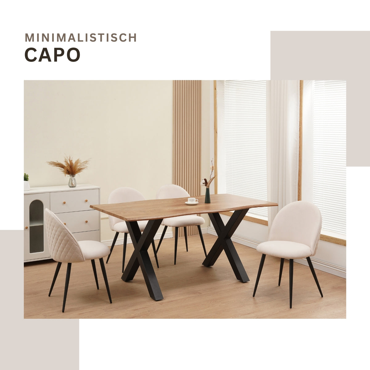 ALBATROS Designer Esszimmerstuhl CAPO | 4er Set | Schwarz, Grau, Beige | Stoff Bezug