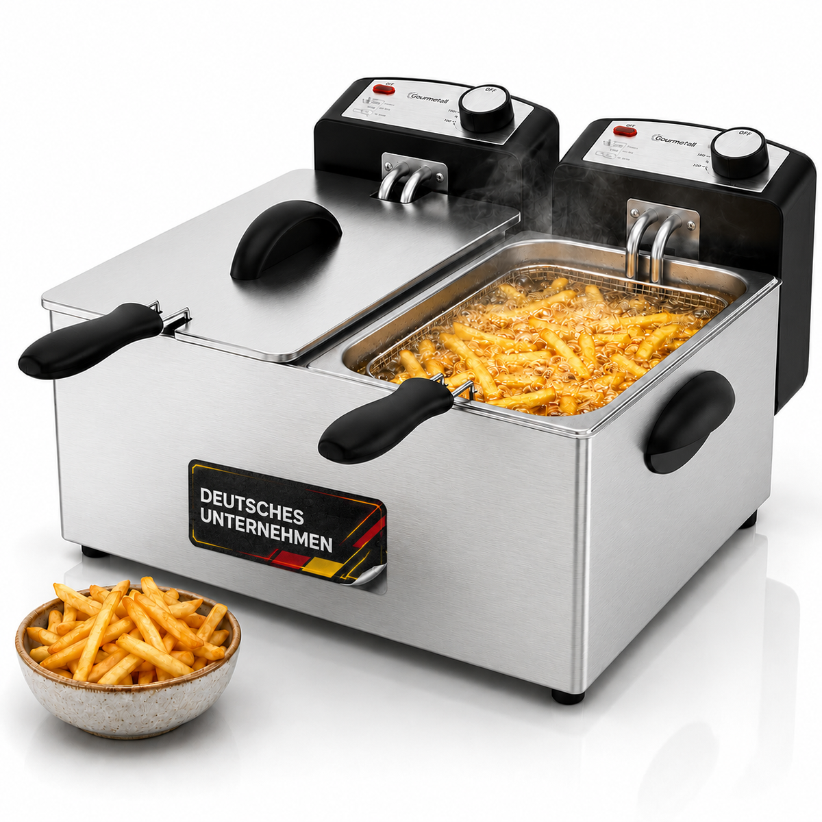 DF3600 Doppel Fritteuse 2x3L 3600W Edelstahl