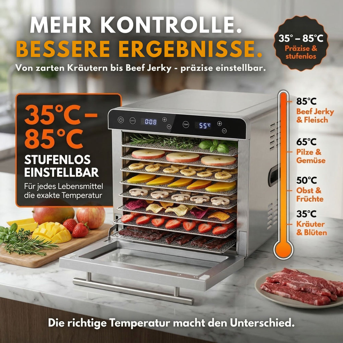 Sommertal Dörrautomat Silence 700 XXL inkl. 8 Edelstahl Dörrgitter