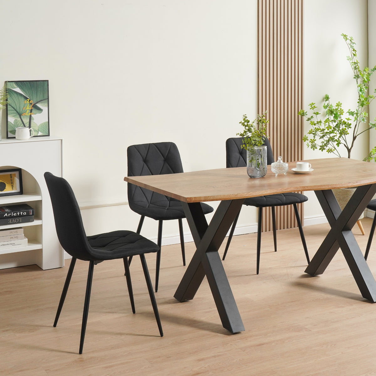 ALBATROS Designer Esszimmerstuhl DORA | 4er Set | Anthrazit, Grau, Beige | Samt Bezug