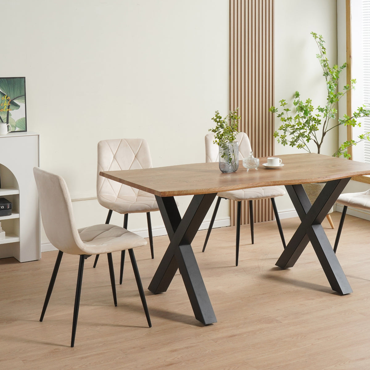 ALBATROS Designer Esszimmerstuhl DORA | 4er Set | Anthrazit, Grau, Beige | Samt Bezug