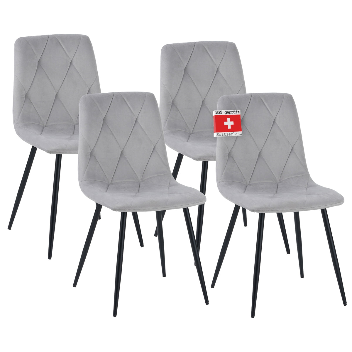 ALBATROS Designer Esszimmerstuhl DORA | 4er Set | Anthrazit, Grau, Beige | Samt Bezug