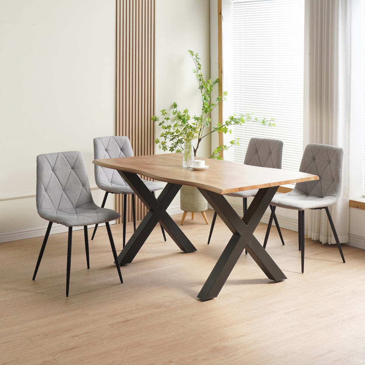 ALBATROS Designer Esszimmerstuhl DORA | 4er Set | Schwarz, Grau, Beige | Stoff Bezug