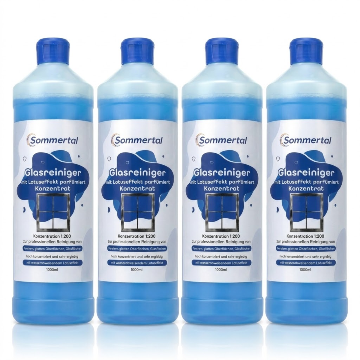 Sommertal Glasreiniger mit Lotuseffekt 4x 1L Konzentrat 1:200