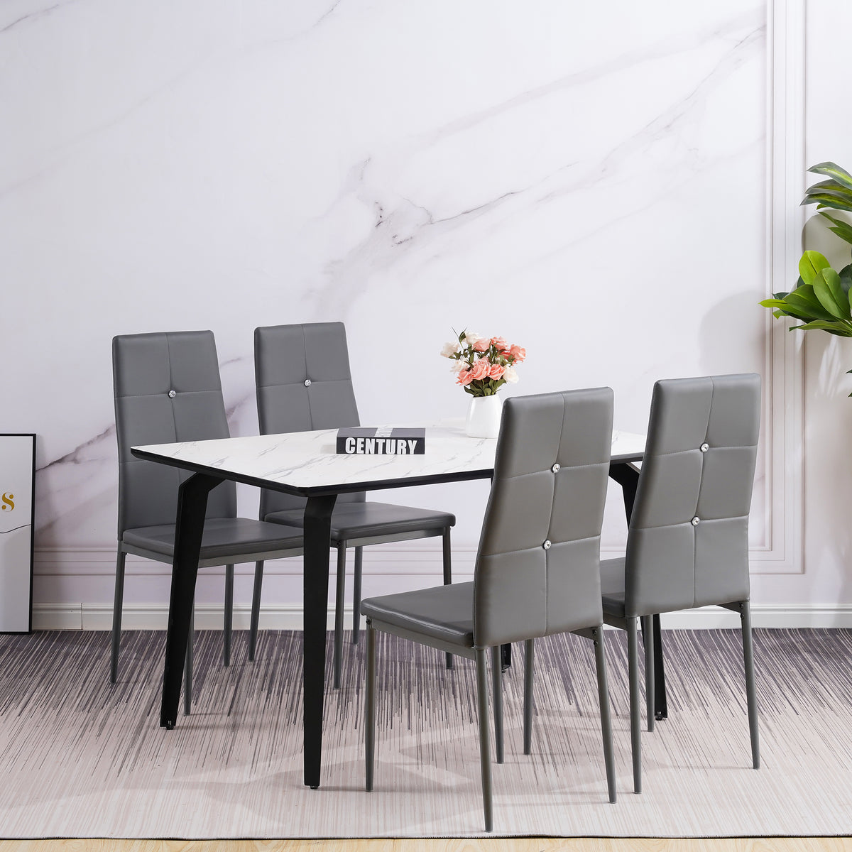ALBATROS Designer Esszimmerstuhl DIAMOND | 4er/6er Set | Schwarz, Grau, Weiß | Kunstleder Bezug