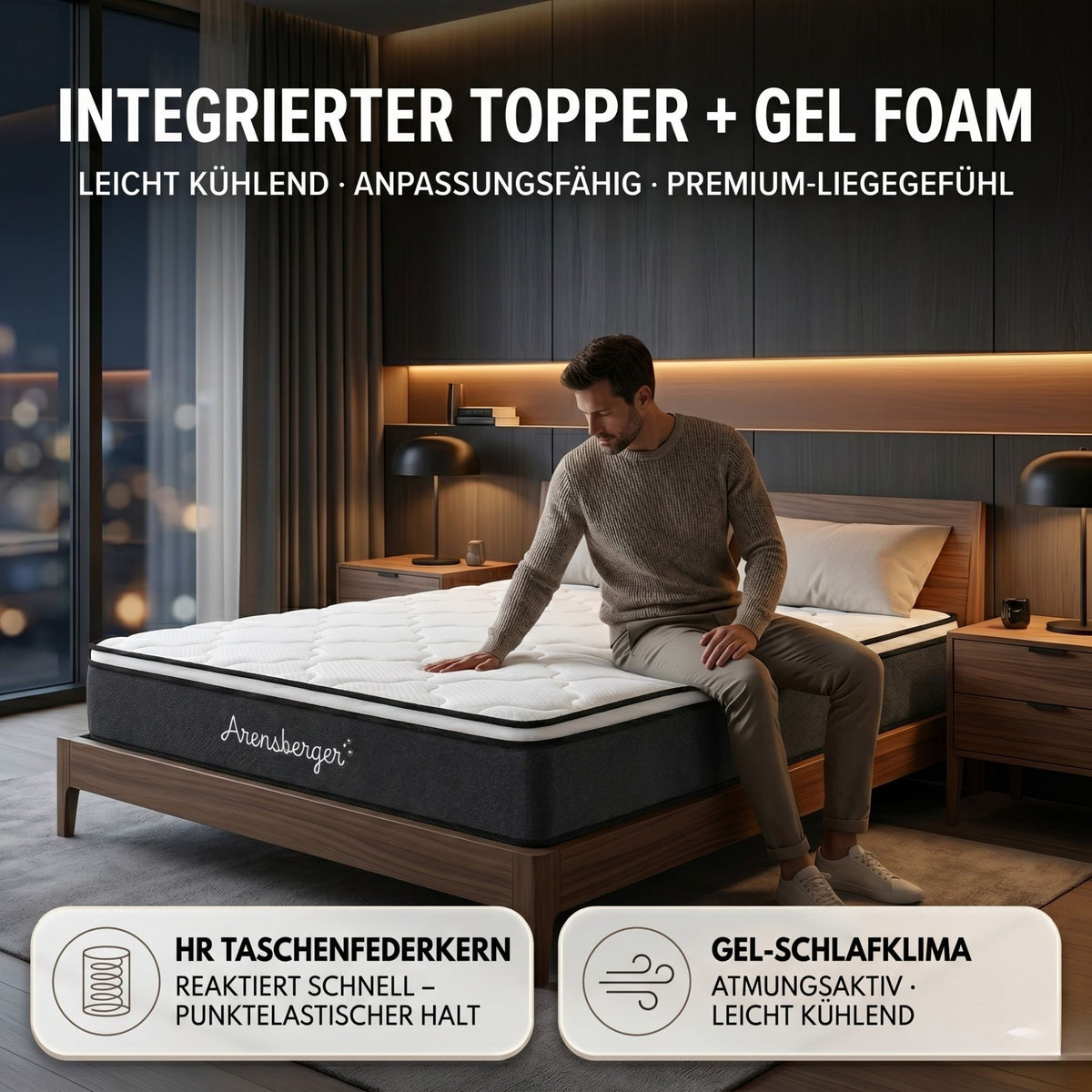 Arensberger EMILIA Federkernmatratze mit GEL-Schaum und integriertem Topper | Höhe 23cm