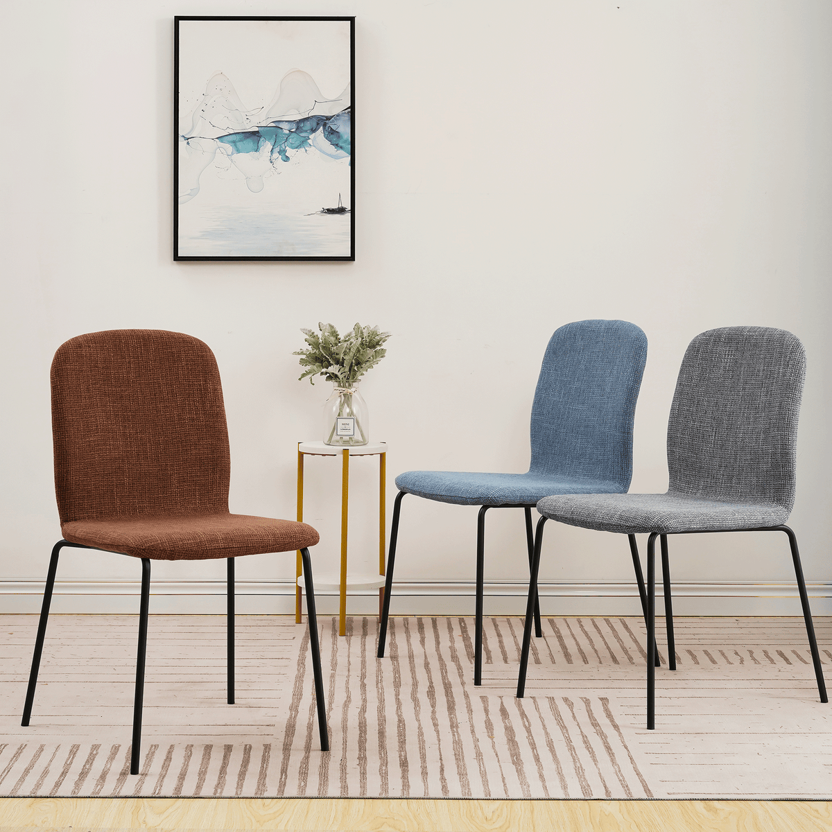 RAVINO Designer Stapelstühle 4er Set ENNA / S10 mit Stoffbezug, Konferenzstühle Besucherstühle