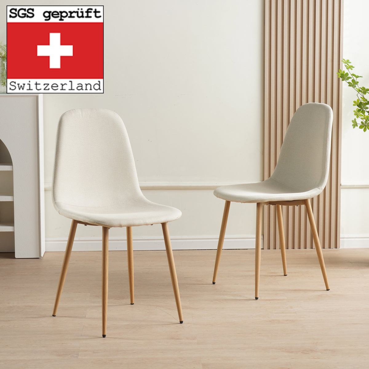 ALBATROS Designer Esszimmerstuhl FANO | 4er Set | Schwarz, Grau, Beige | Stoff Bezug