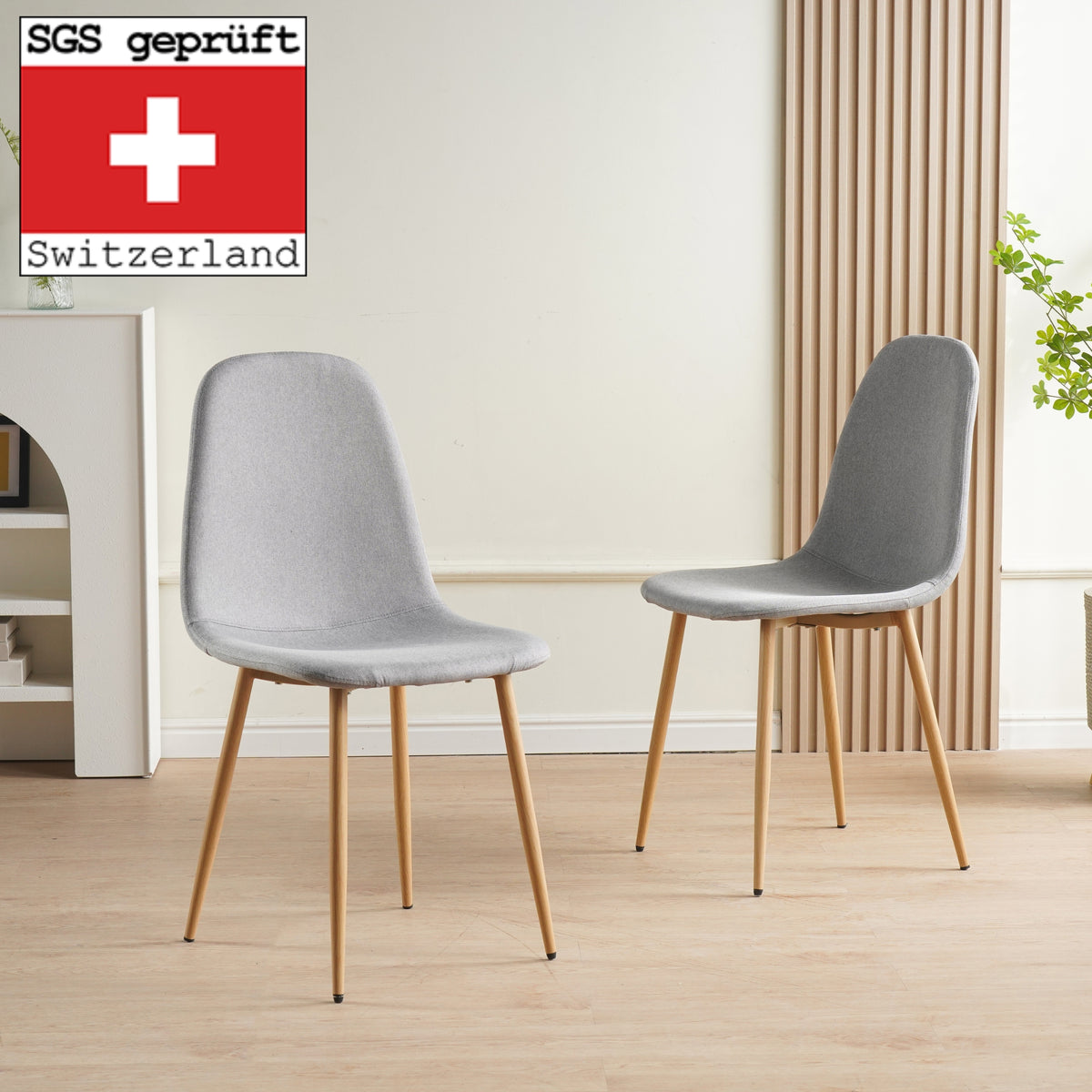 ALBATROS Designer Esszimmerstuhl FANO | 4er Set | Schwarz, Grau, Beige | Stoff Bezug