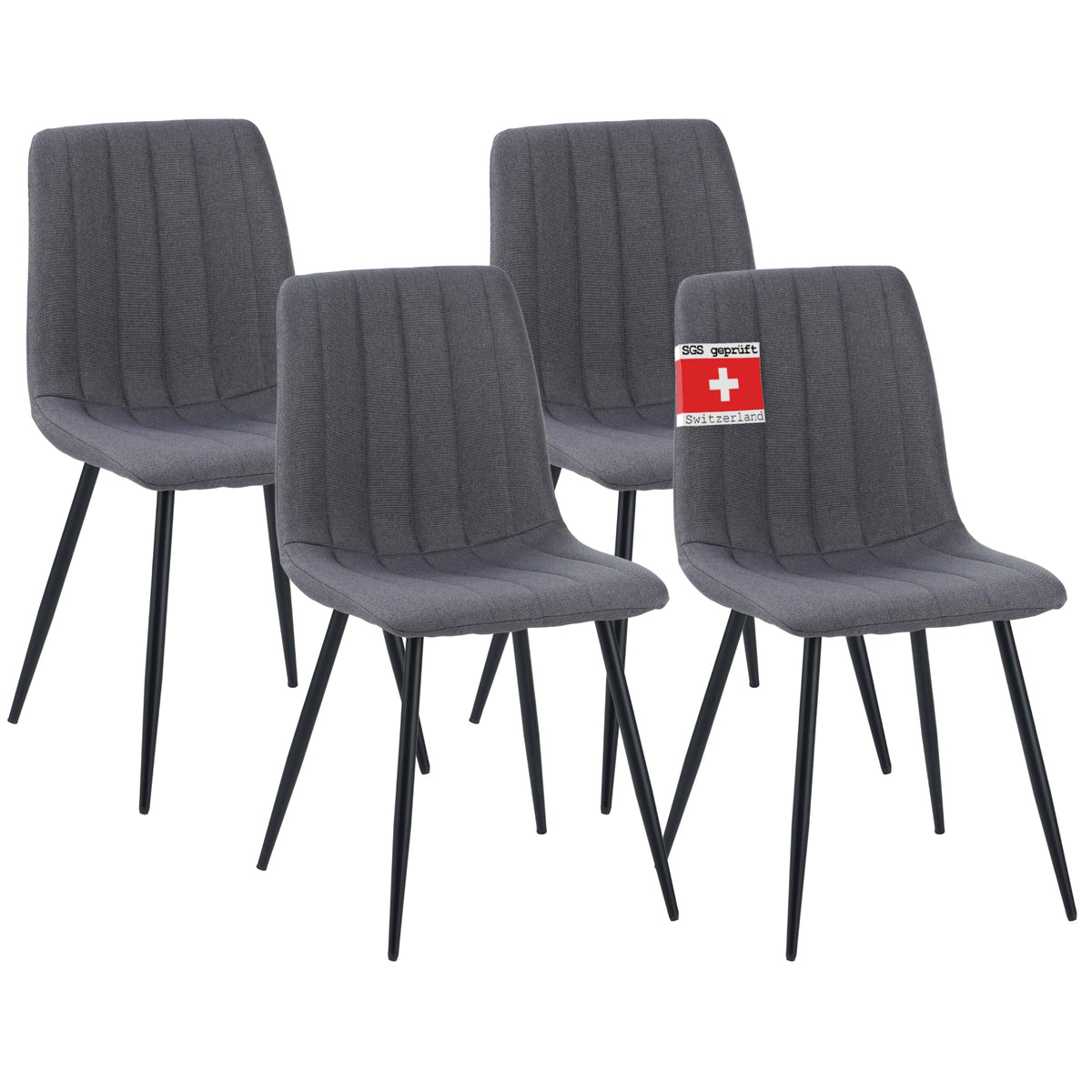 ALBATROS Designer Esszimmerstuhl GARDA | 4er Set | Schwarz, Braun, Anthrazit, Beige | Stoff Bezug