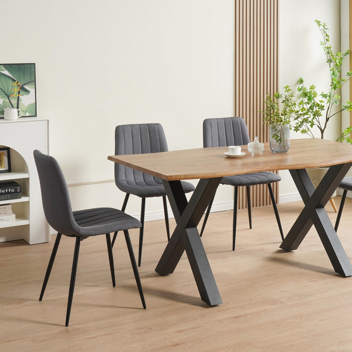 ALBATROS Designer Esszimmerstuhl GARDA | 4er Set | Schwarz, Braun, Anthrazit, Beige | Stoff Bezug