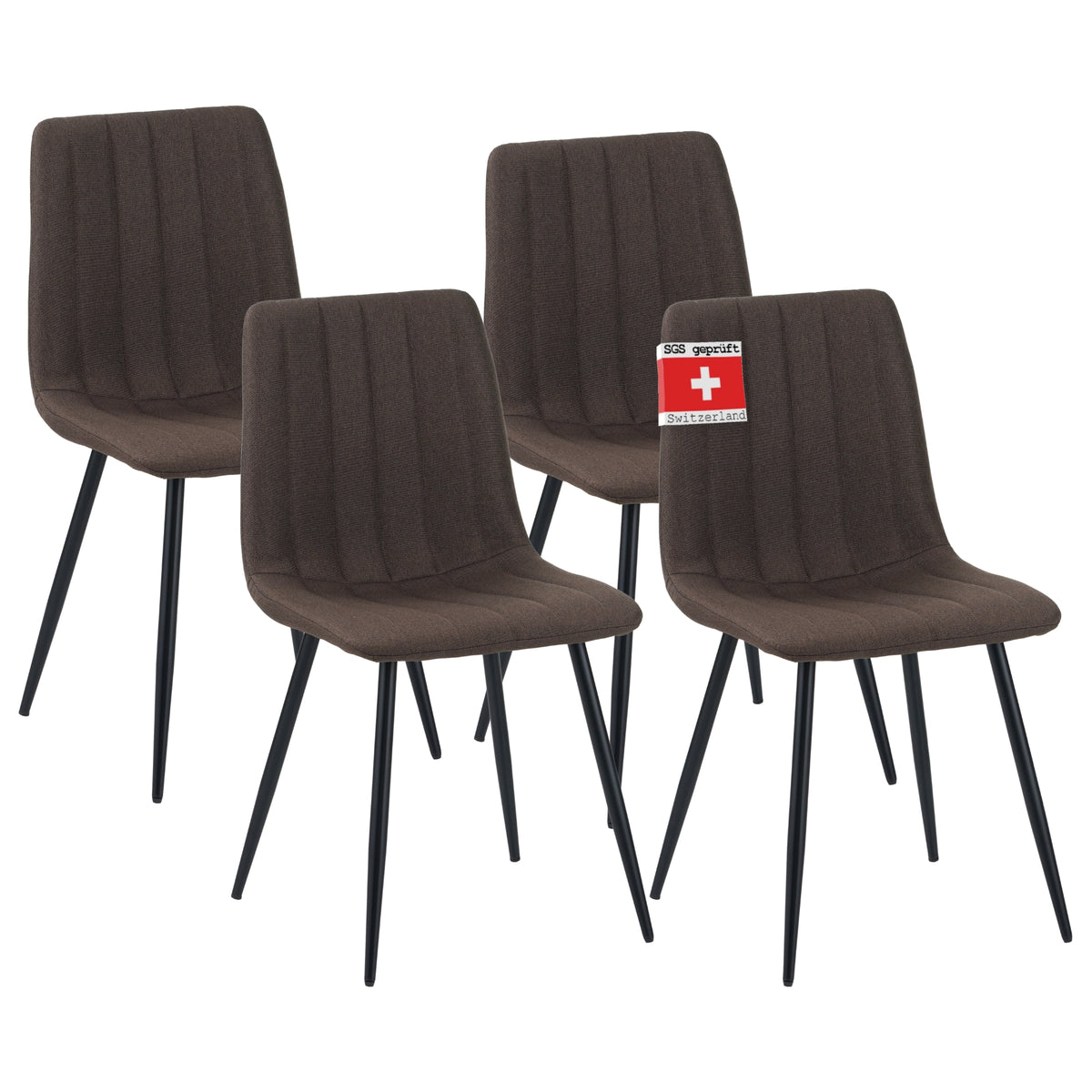 ALBATROS Designer Esszimmerstuhl GARDA | 4er Set | Schwarz, Braun, Anthrazit, Beige | Stoff Bezug