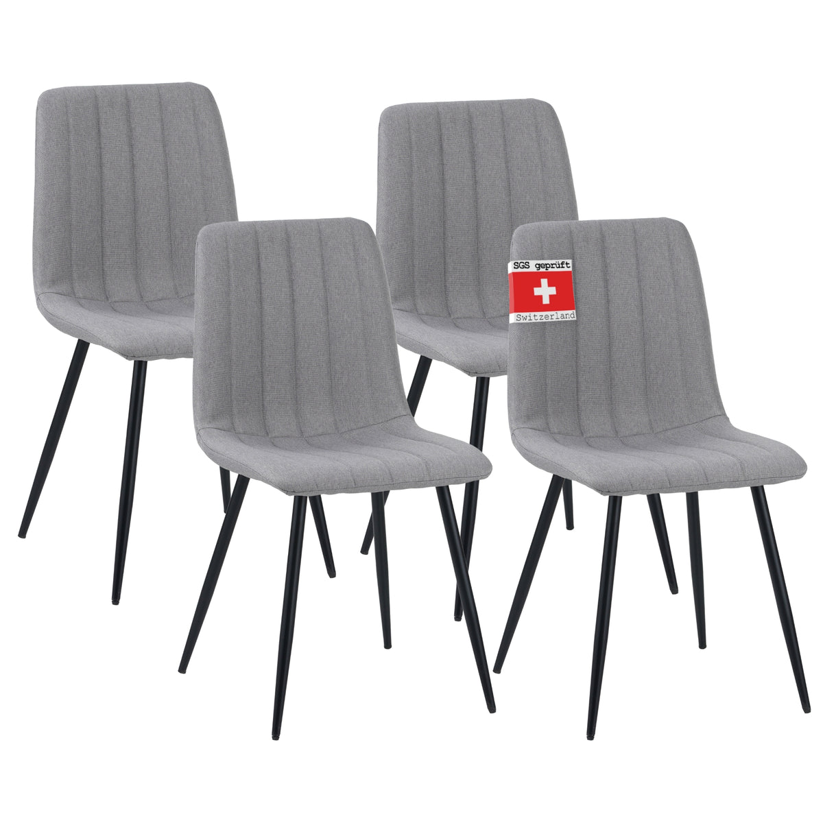 ALBATROS Designer Esszimmerstuhl GARDA | 4er Set | Schwarz, Braun, Anthrazit, Beige | Stoff Bezug