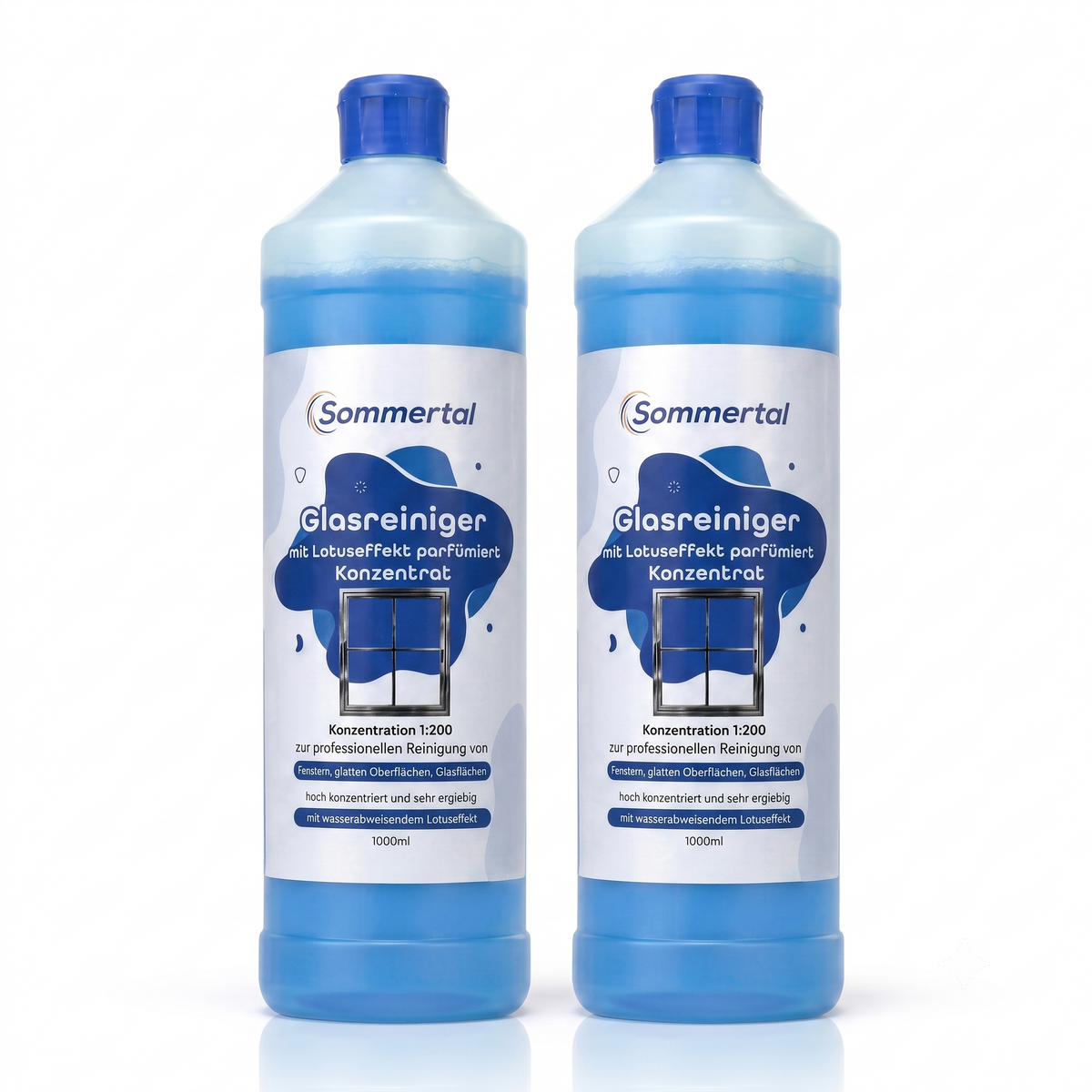 Sommertal Glasreiniger mit Lotuseffekt 2x 1L Konzentrat 1:200