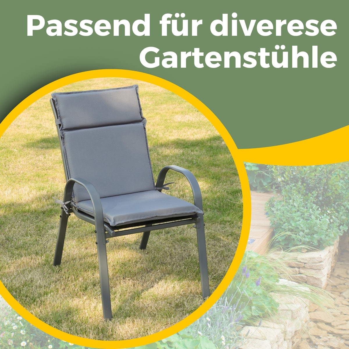 Gartenstuhl Sitzauflage 2er/4er Set 99x45cm, Gartenstuhlauflagen