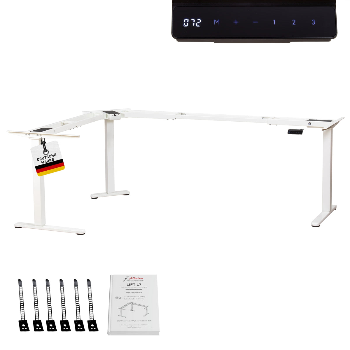 Eckschreibtisch Gestell LIFT L7, stufenlos verstellbar in Höhe, Breite und Winkel, 3 Motoren, elektrisch