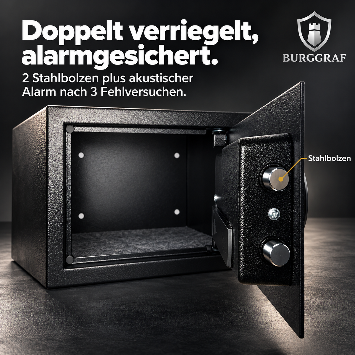 Burggraf Gr. L Tresor für zuhause, Buch-Safe, Hammerschlag, Möbeltresor, 25x35x25cm