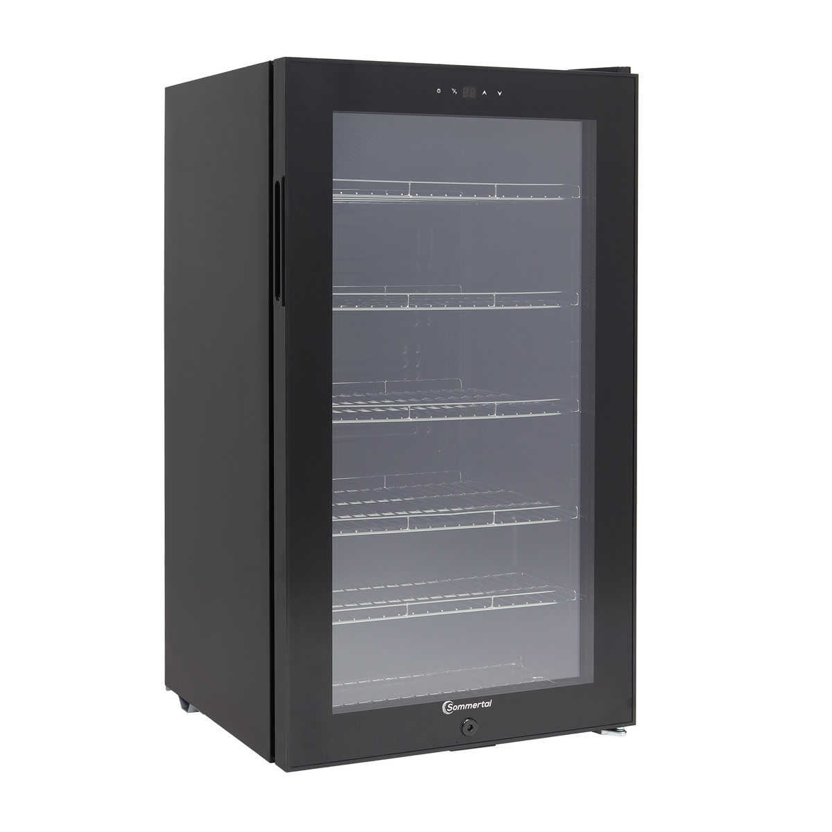 Kühlschrank GK 100– Leiser Getränkekühlschrank mit LED, Touchscreen & Schloss kleiner Flaschenkühlschrank schwarz 100L
