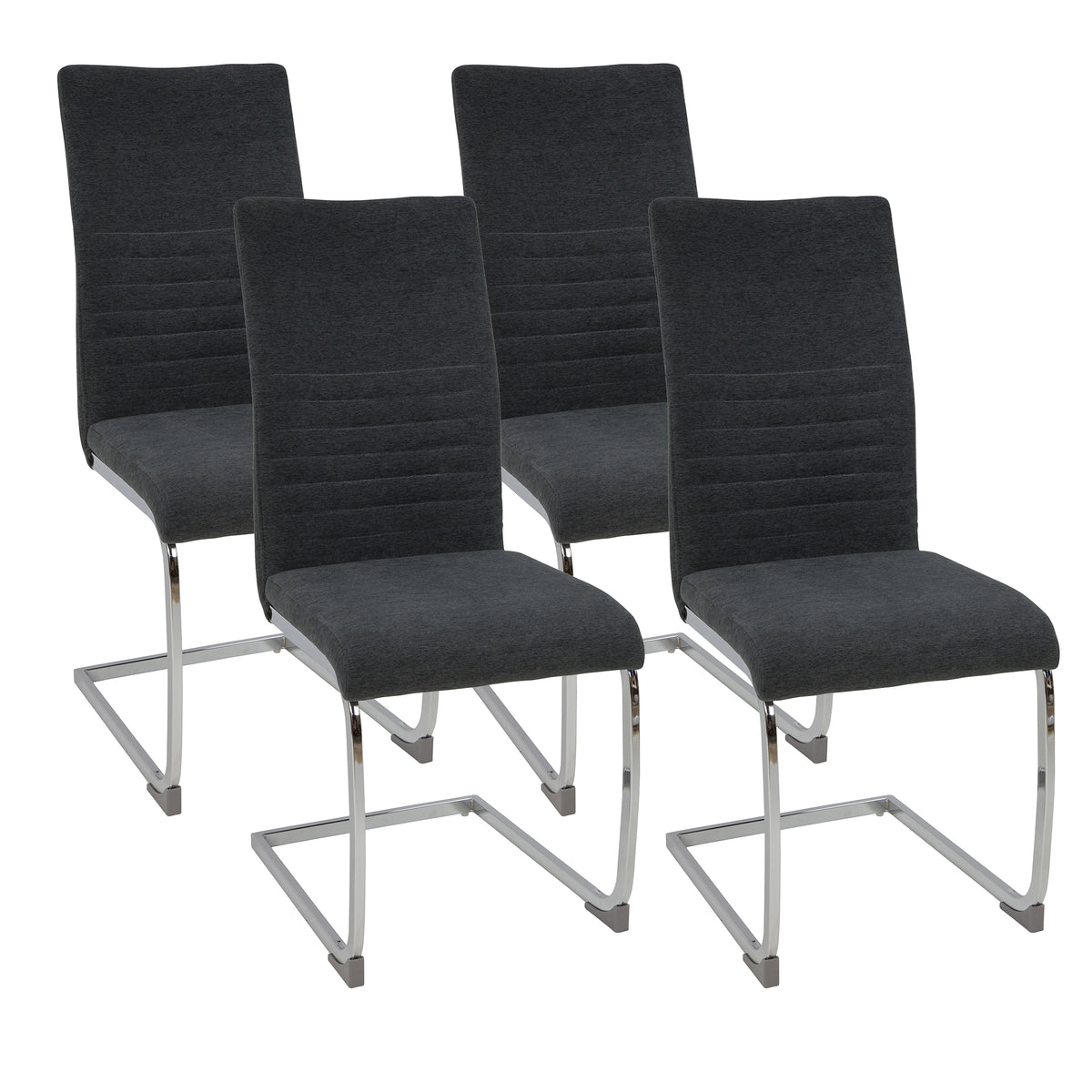 ALBATROS Freischwinger Designerstuhl LUGANO | 4er Set | Schwarz, Grau | Stoff Bezug