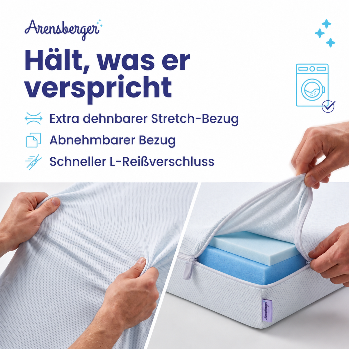 Arensberger Matratzen Topper LUXURY, 10cm hoch Gelschaum und Memory Gel Foam Matratzentopper,