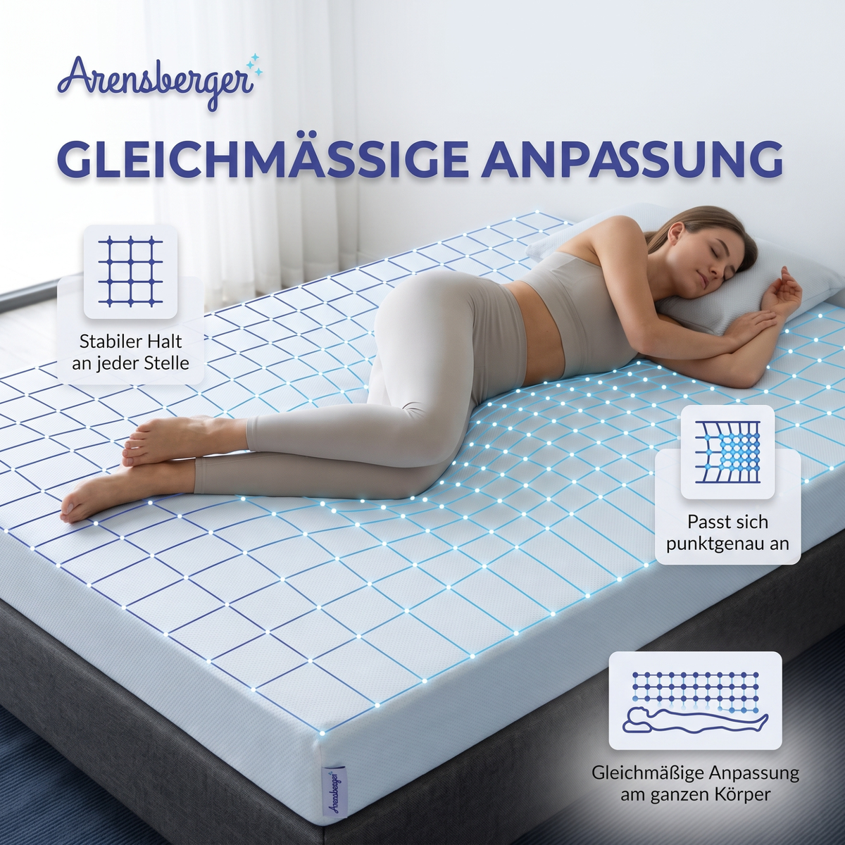 Arensberger Matratzen Topper LUXURY, 10cm hoch Gelschaum und Memory Gel Foam Matratzentopper,