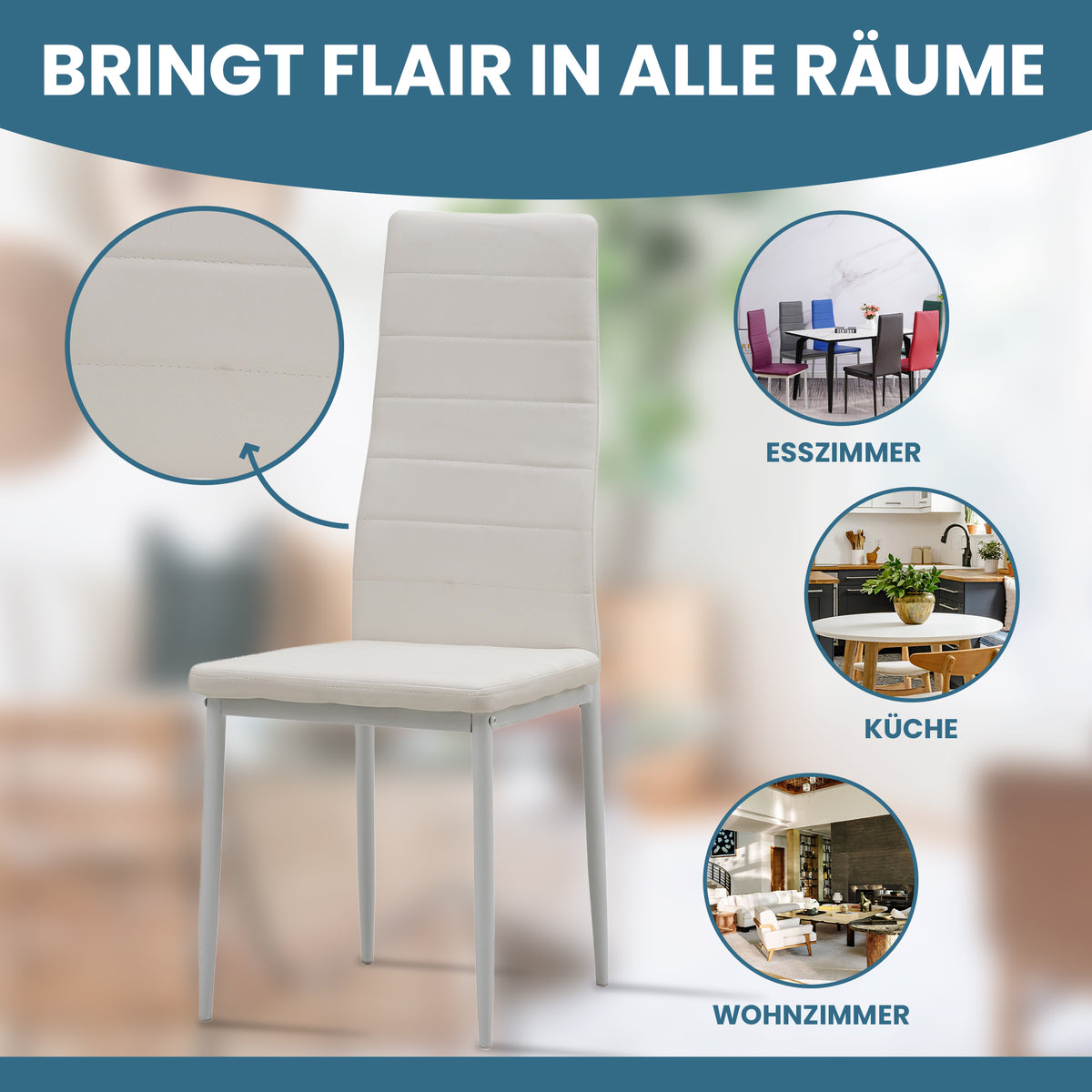 ALBATROS Designer Esszimmerstuhl MILANO | 4er/6er Set | Schwarz, Grau, Beige, Braun, Rot, Weiß | Kunstleder Bezug