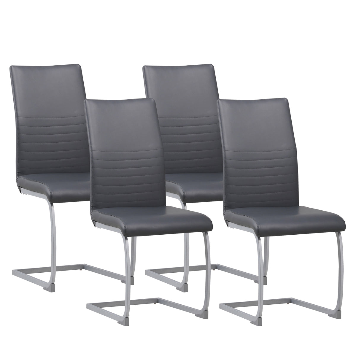 ALBATROS Freischwinger Designerstuhl MURANO | 4er Set | Schwarz, Grau, Beige, Braun, Weiß | Kunstleder Bezug
