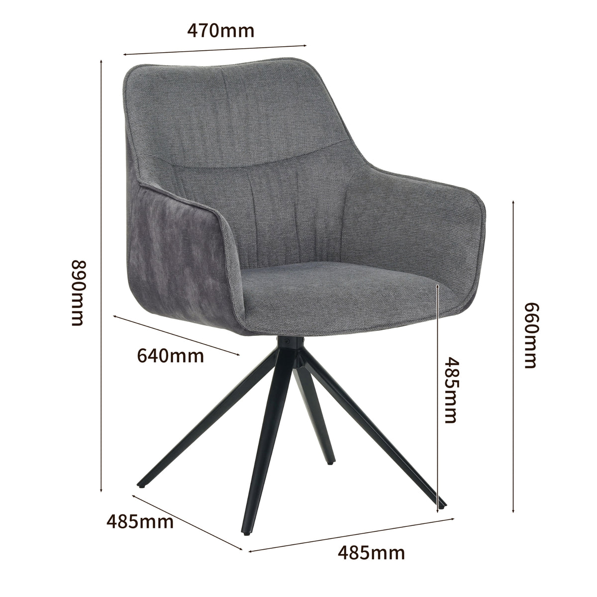 RAVINO Designer Drehstuhl PULA | 1er Set | Grau, Beige | Stoff Bezug