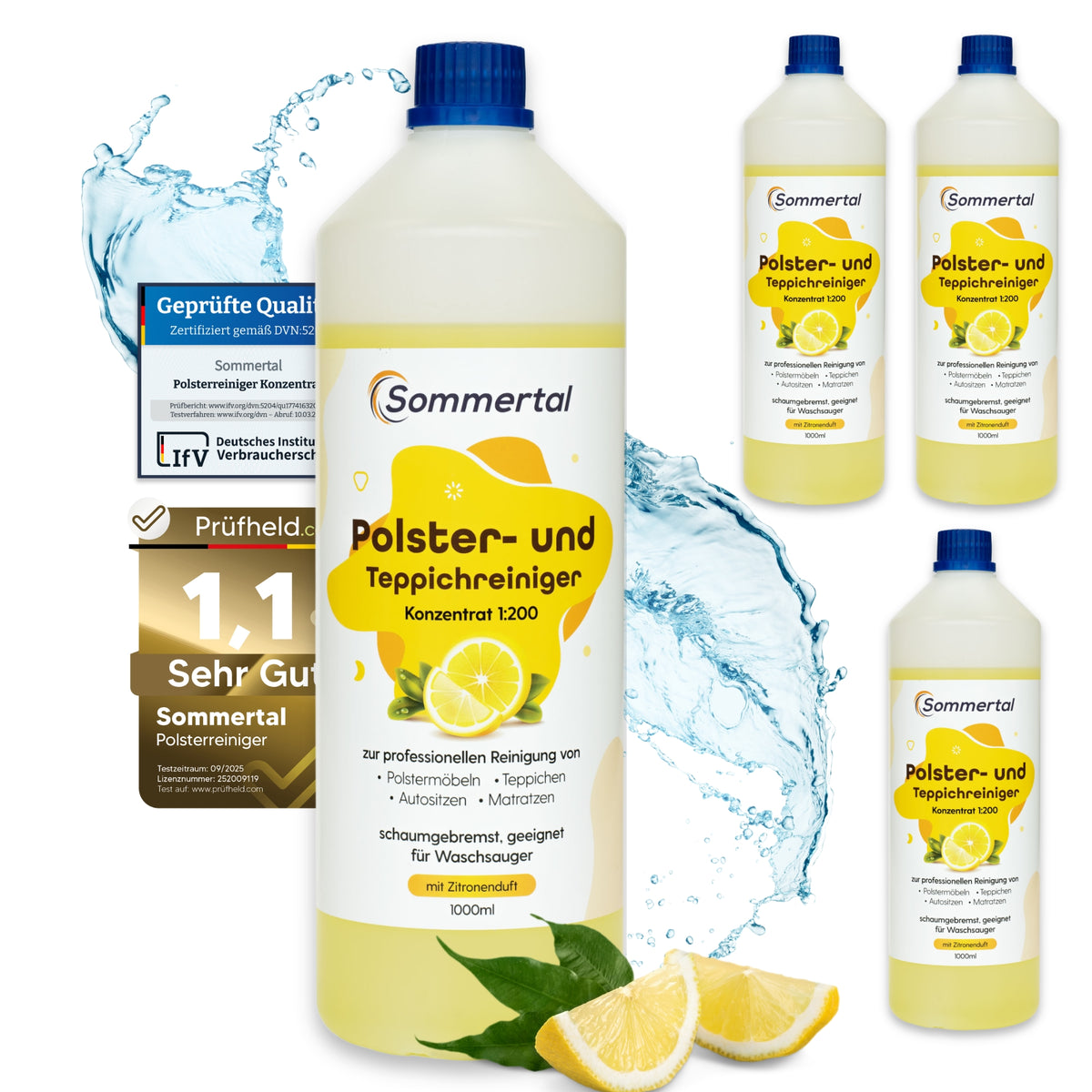 Polster- und Teppichreiniger, 4L Profi Konzentrat, für über 40 Waschvorgänge, geeignet für Sofa, Polster, Auto Sitze, Teppich
