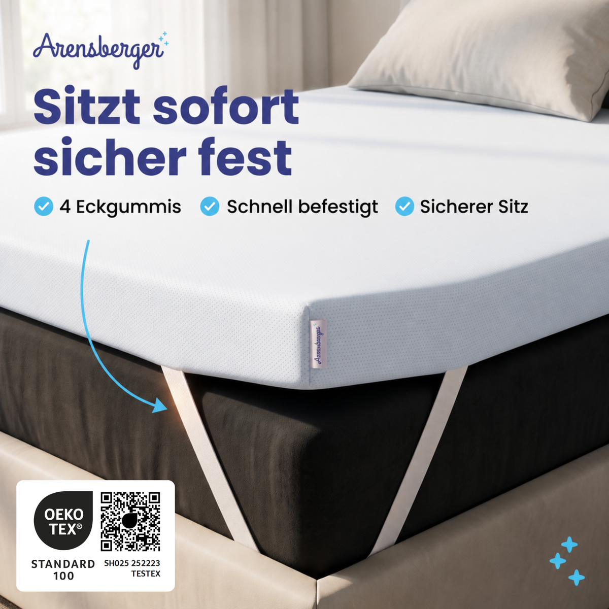 Arensberger Matratzen Topper PREMIUM, 8cm hoch Gelschaum und Memory Gel Foam Matratzentopper
