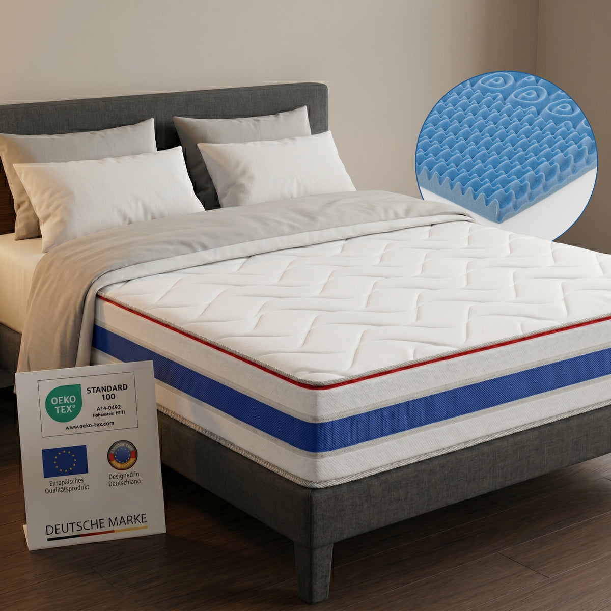 Arensberger Memory Kaltschaum Matratze RELAXX - 25cm hoch mit Gel Bezug