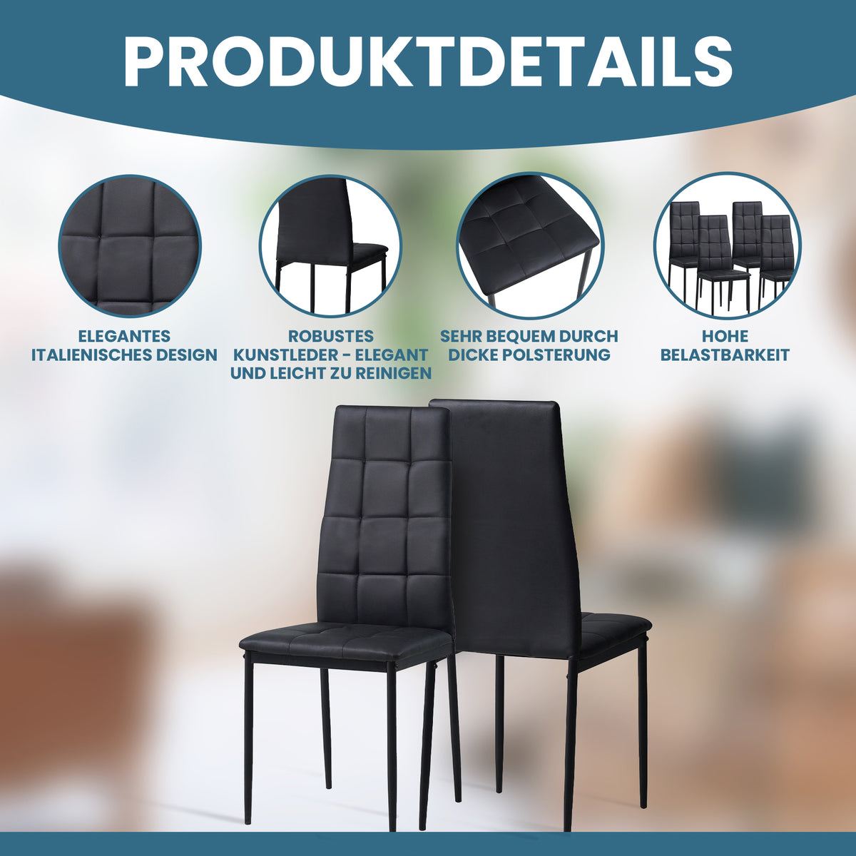 ALBATROS Designer Esszimmerstuhl RIMINI| 4er/6er Set | Schwarz, Grau, Beige, Braun, Rot, Weiß | Kunstleder Bezug
ALBATROS Esszimmer Designerstuhl RIMINI | 4er/6er Set | Schwarz, Grau, Beige, Braun, Rot, Weiß | Kunstleder Bezug