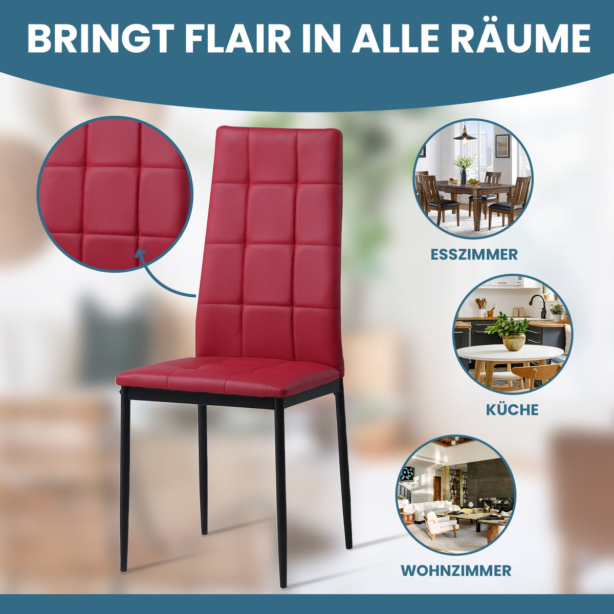 ALBATROS Designer Esszimmerstuhl RIMINI| 4er/6er Set | Schwarz, Grau, Beige, Braun, Rot, Weiß | Kunstleder Bezug
ALBATROS Esszimmer Designerstuhl RIMINI | 4er/6er Set | Schwarz, Grau, Beige, Braun, Rot, Weiß | Kunstleder Bezug