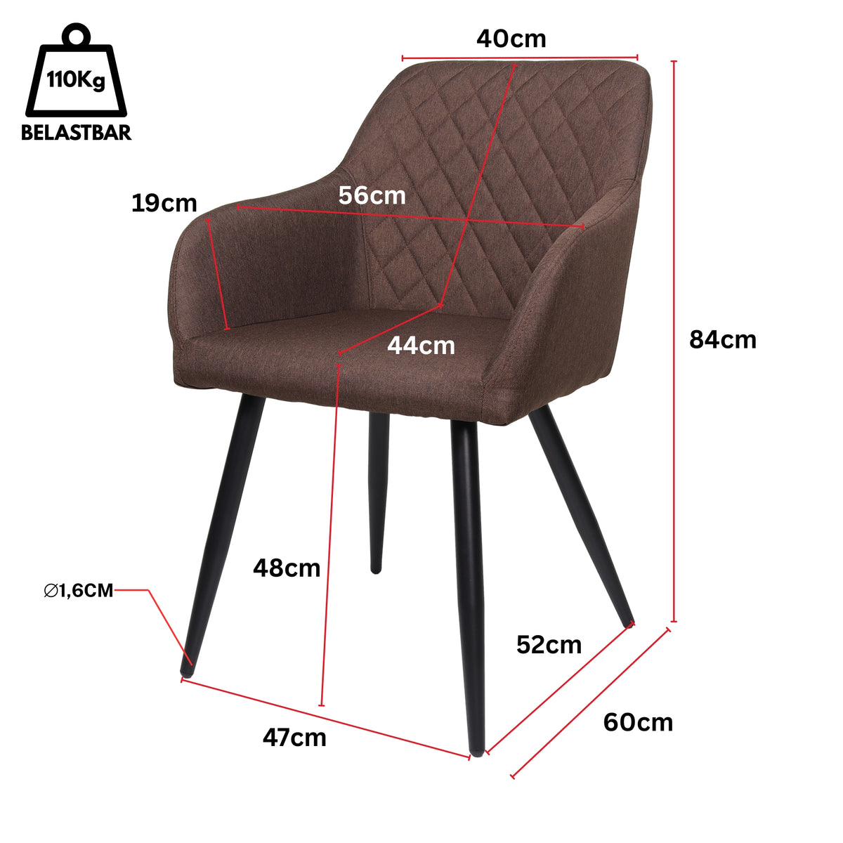 ALBATROS Designer Esszimmerstuhl SILA | 2er Set | Schwarz, Grau, Beige, Anthrazit, Braun| Stoff Bezug