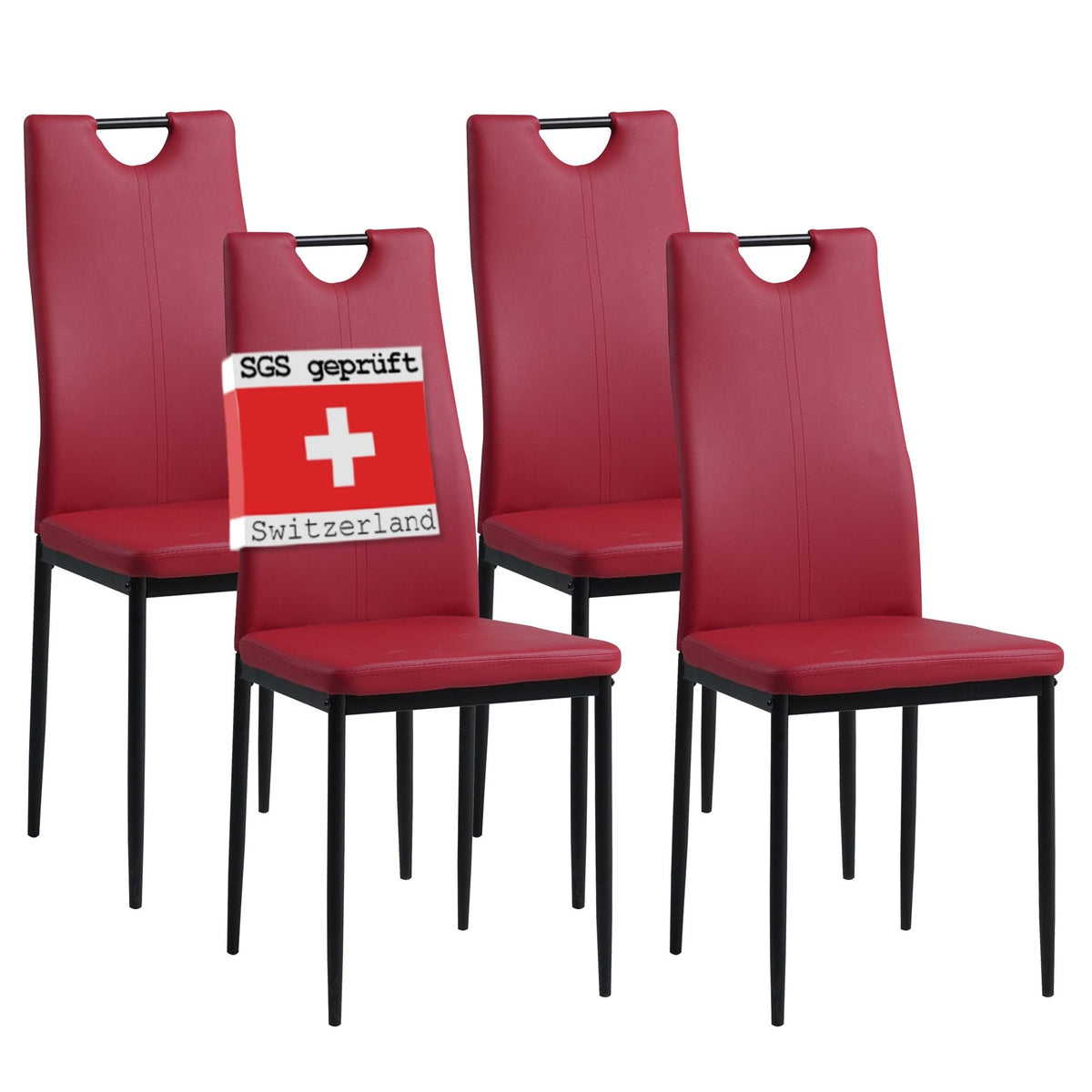 ALBATROS Designer Esszimmerstuhl SALERNO | 4er/6er Set | Schwarz, Grau, Beige, Braun, Rot, Weiß | Kunstleder Bezug