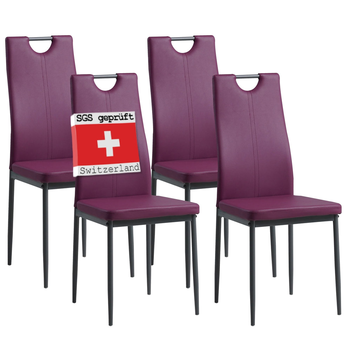 ALBATROS Designer Esszimmerstuhl SALERNO | 4er/6er Set | Schwarz, Grau, Beige, Braun, Rot, Weiß | Kunstleder Bezug