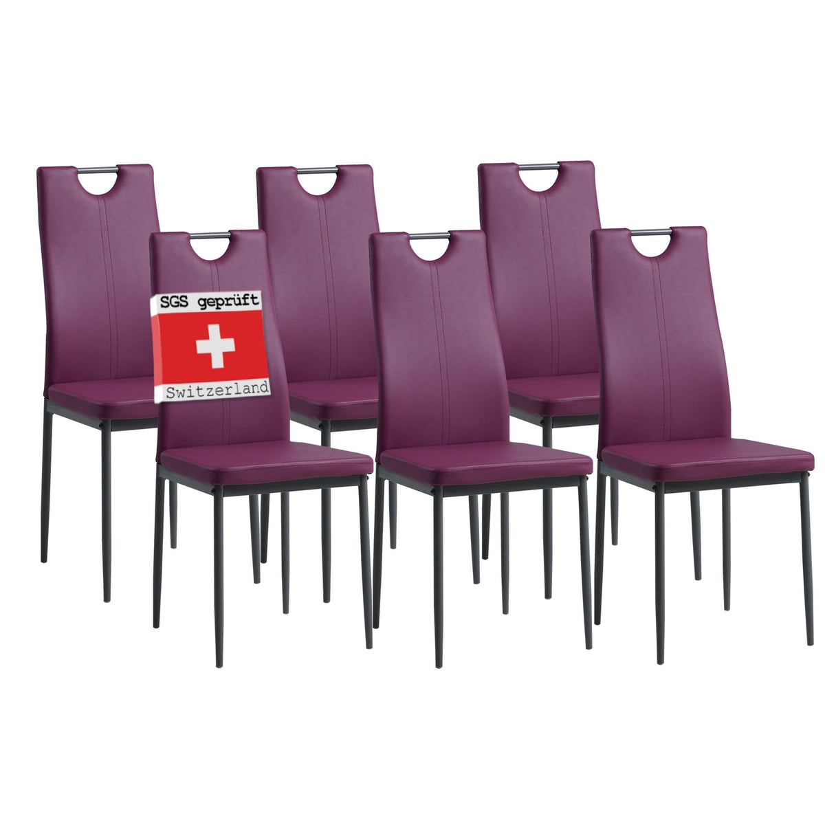 ALBATROS Designer Esszimmerstuhl SALERNO | 4er/6er Set | Schwarz, Grau, Beige, Braun, Rot, Weiß | Kunstleder Bezug