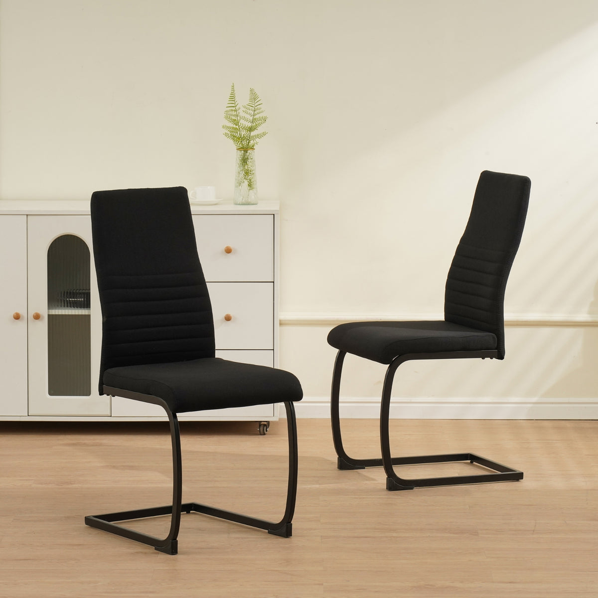 ALBATROS Freischwinger Designerstuhl TURANO | 4er Set | Schwarz, Grau, Beige | Stoff Bezug