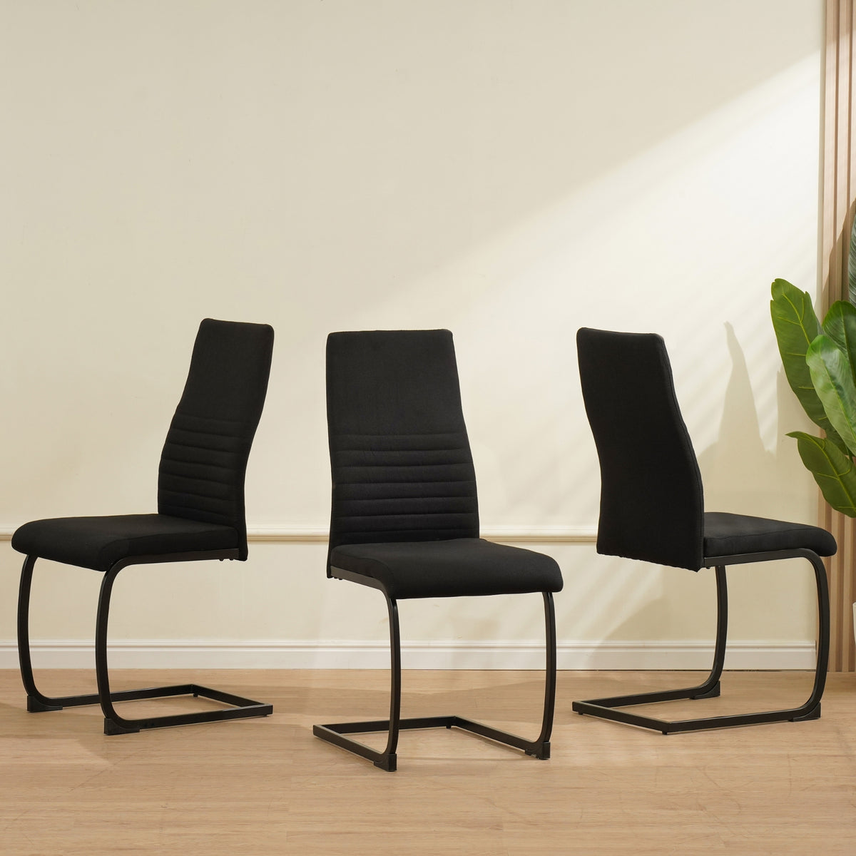 ALBATROS Freischwinger Designerstuhl TURANO | 4er Set | Schwarz, Grau, Beige | Stoff Bezug