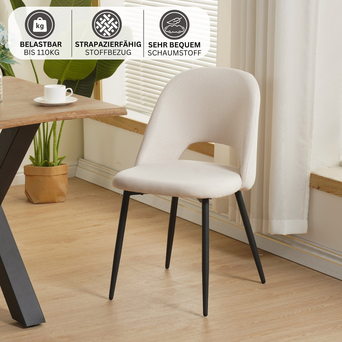 ALBATROS Designer Esszimmerstuhl SILVI | 2er Set | Schwarz, Grau, Braun, Beige | Stoff Bezug